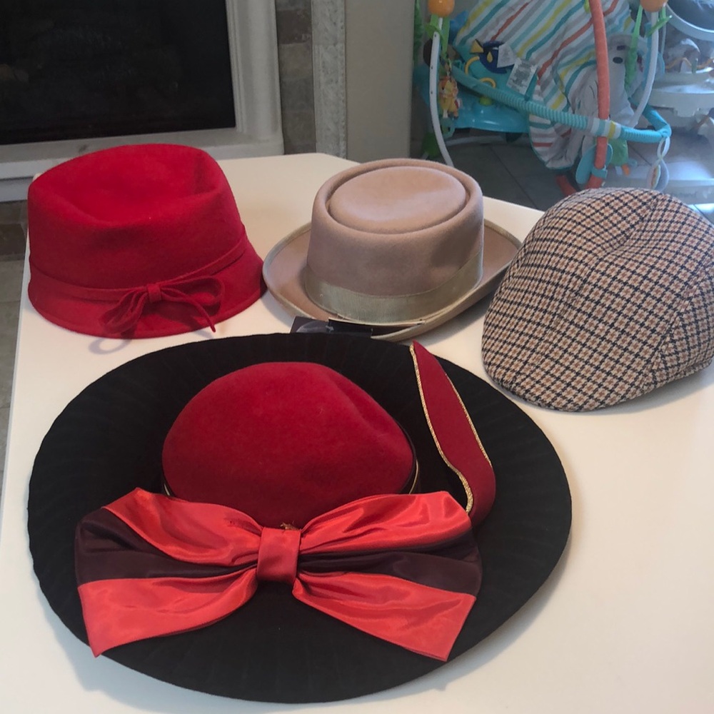 Stylish Hat Collection in Red, Black, and Beige